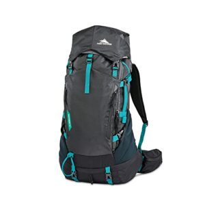 high sierra pathway 2.0 backpack with hydration storage sleeve, for hiking, biking, camping, traveling, black, 60l