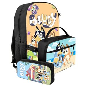 orerered 3d anime print backpack with lunch bag set kid's casual book bag