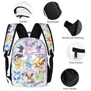 Anime Go Eev-ee Evolutions Fashion Back-Pack Travel Bag Multifunction Large Space 3D Print Campus Game Laptop Pack