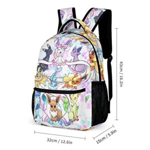 Anime Go Eev-ee Evolutions Fashion Back-Pack Travel Bag Multifunction Large Space 3D Print Campus Game Laptop Pack