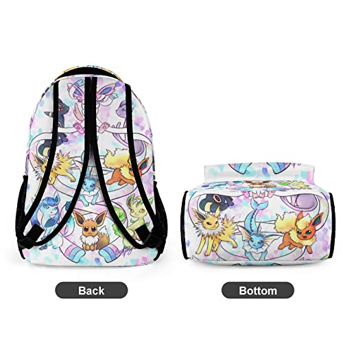 Anime Go Eev-ee Evolutions Fashion Back-Pack Travel Bag Multifunction Large Space 3D Print Campus Game Laptop Pack