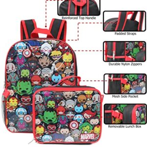 16'' Full Size Marvel Avengers Kawaii Backpack Lunchbox Set Bookbag School Set Black/Red