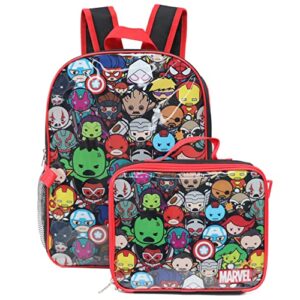 16'' full size marvel avengers kawaii backpack lunchbox set bookbag school set black/red