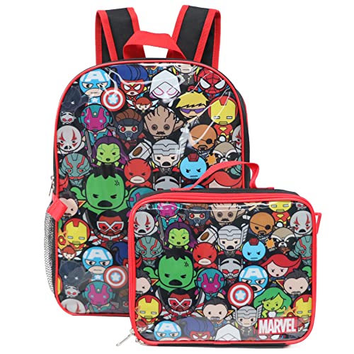 16'' Full Size Marvel Avengers Kawaii Backpack Lunchbox Set Bookbag School Set Black/Red