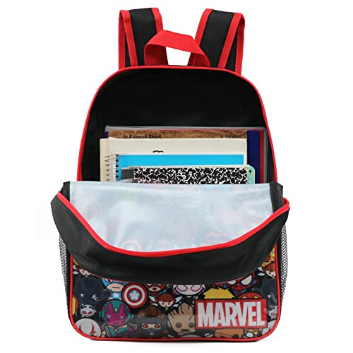 16'' Full Size Marvel Avengers Kawaii Backpack Lunchbox Set Bookbag School Set Black/Red