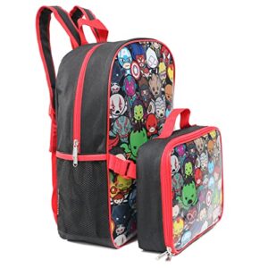 16'' Full Size Marvel Avengers Kawaii Backpack Lunchbox Set Bookbag School Set Black/Red