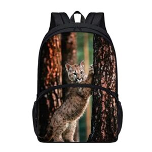 allcute girls boys novelty school bag animal cougar print print large capacity backpack for student teens comfy padded lightweight bookbag with front pocket 17 inch