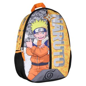 bioworld naruto backpack 3d quilted character 16" kids school travel backpack w/rubber shurukien zipper pull
