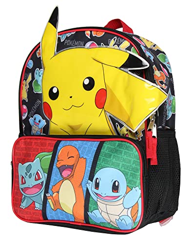 Bioworld Pokemon Backpack 3D Pikachu Bulbasaur Squirtle Charmander 14" Kids School Travel Backpack