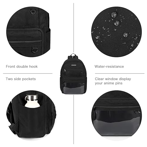 STEAMEDBUN Aesthetic Backpack for Teen Girls, Kawaii Backpack for School, Cute Ita Backpack with Insert(black)