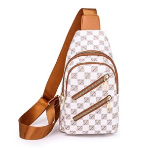 arocftie sling bag for women chest bag small crossbody sling backpack for women leather fanny packs travel fashion shoulder backpack(brown)