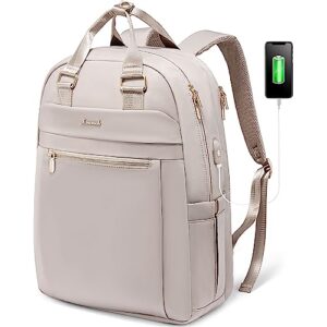 lovevook laptop backpack for women 17 inch travel backpack purse, work business computer bag with usb port, large capacity waterproof travel bags casual daypacks, light dusty pink