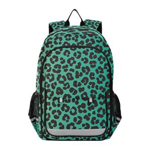 alaza green leopard print cheetah laptop backpack purse for women men travel bag casual daypack with compartment & multiple pockets