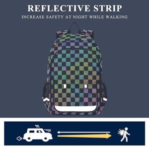 ALAZA Rainbow Checkered Checker Laptop Backpack Purse for Women Men Travel Bag Casual Daypack with Compartment & Multiple Pockets