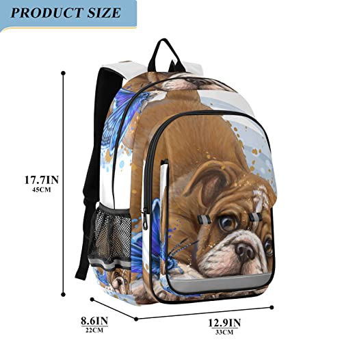 ALAZA Cute Dog Print Bulldog Puppy Laptop Backpack Purse for Women Men Travel Bag Casual Daypack with Compartment & Multiple Pockets