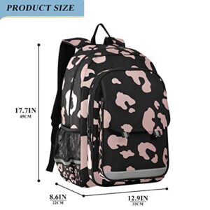 ALAZA Rose Gold Leopard Print Animal Cheetah Laptop Backpack Purse for Women Men Travel Bag Casual Daypack with Compartment & Multiple Pockets