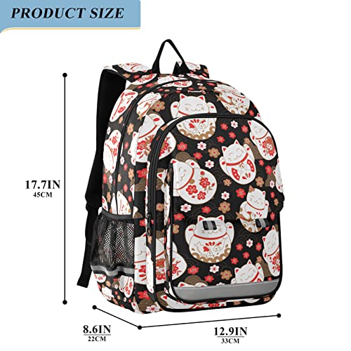 ALAZA Japanese Cat Cherry Blossom Laptop Backpack Purse for Women Men Travel Bag Casual Daypack with Compartment & Multiple Pockets