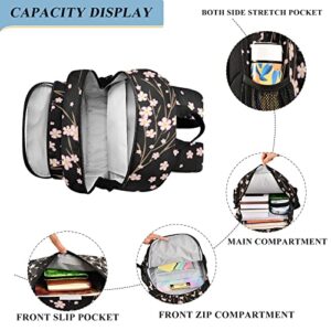 ALAZA Cherry Blossom Japanese Sakura Flower Floral Laptop Backpack Purse for Women Men Travel Bag Casual Daypack with Compartment & Multiple Pockets
