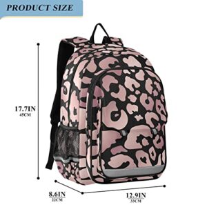 ALAZA Rose Gold Leopard Print Pink Cheetah Animal Laptop Backpack Purse for Women Men Travel Bag Casual Daypack with Compartment & Multiple Pockets