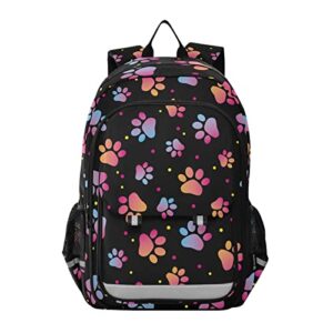 alaza neon pink dog paw print animal laptop backpack purse for women men travel bag casual daypack with compartment & multiple pockets