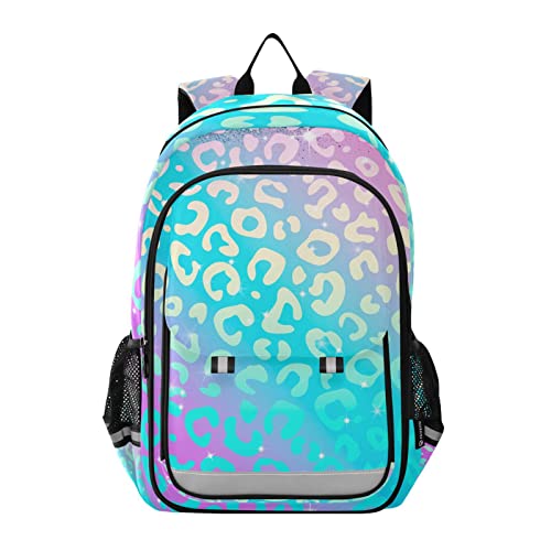 ALAZA Leopard Print Rainbow Cheetah Laptop Backpack Purse for Women Men Travel Bag Casual Daypack with Compartment & Multiple Pockets