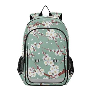 alaza cherry blossom flower flroal sakura laptop backpack purse for women men travel bag casual daypack with compartment & multiple pockets
