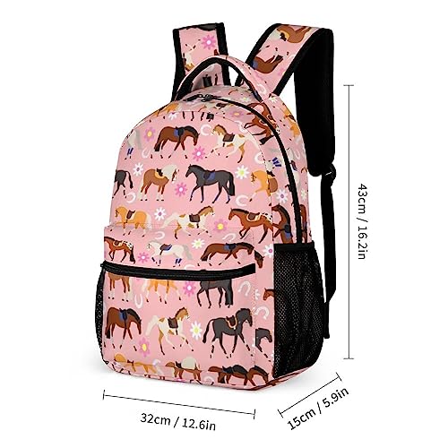 DTCCET Cartoon Horse Backpack, Horse Laptop Bag Cute Shoulders Backpack with Multiple Pockets, Horse Lovers Daypack(Horse)