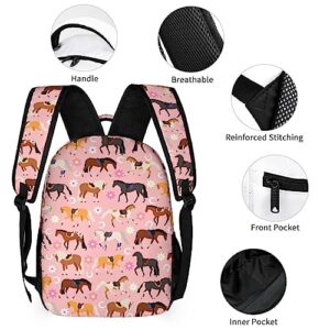 DTCCET Cartoon Horse Backpack, Horse Laptop Bag Cute Shoulders Backpack with Multiple Pockets, Horse Lovers Daypack(Horse)