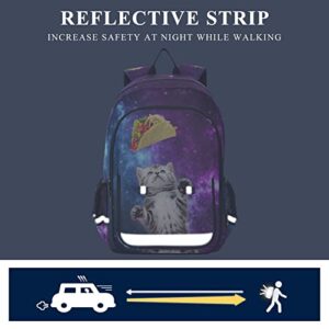 ALAZA Cute Cat Taco Galaxy Laptop Backpack Purse for Women Men Travel Bag Casual Daypack with Compartment & Multiple Pockets