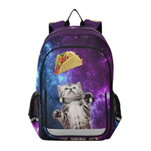alaza cute cat taco galaxy laptop backpack purse for women men travel bag casual daypack with compartment & multiple pockets