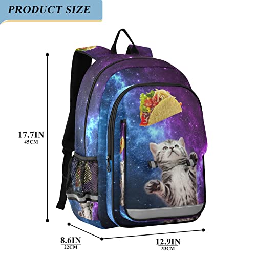 ALAZA Cute Cat Taco Galaxy Laptop Backpack Purse for Women Men Travel Bag Casual Daypack with Compartment & Multiple Pockets