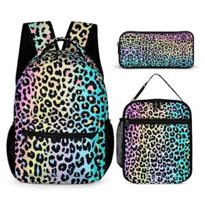 dtccet multi-colored leopard backpack, stylish laptop bag classic leopard daypack with multiple pockets, lightweight shoulders backpack (colorful leopard)