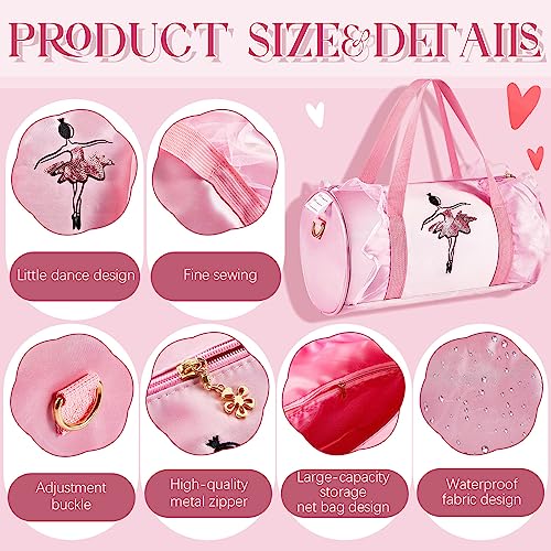 2 PCS Cute Ballet Dance Bag Princess Backpack Shoulder Bag and Tutu Dress Bag for Girls (Pink)