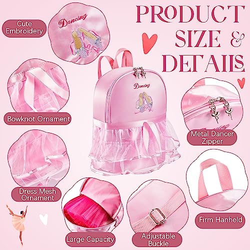 2 PCS Cute Ballet Dance Bag Princess Backpack Shoulder Bag and Tutu Dress Bag for Girls (Pink)