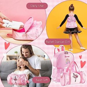 2 PCS Cute Ballet Dance Bag Princess Backpack Shoulder Bag and Tutu Dress Bag for Girls (Pink)