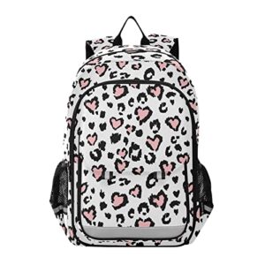 alaza leopard print cheetah jaguar pink heart laptop backpack purse for women men travel bag casual daypack with compartment & multiple pockets
