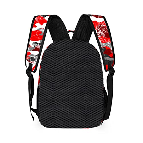 DTCCET Classic Red Camo Backpack, Lightweight Camo Daypack 3D Printed Laptop Bag with Multiple Pockets, Stylish Shoulders Backpack(Red Camo)