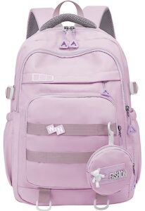 h hikker-link water resistant laptop backpack for women 15.6 inch causal daypack for daily purple