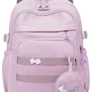 H HIKKER-LINK Water Resistant Laptop Backpack for Women 15.6 inch Causal Daypack for Daily Purple