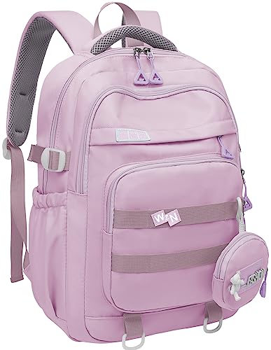 H HIKKER-LINK Water Resistant Laptop Backpack for Women 15.6 inch Causal Daypack for Daily Purple