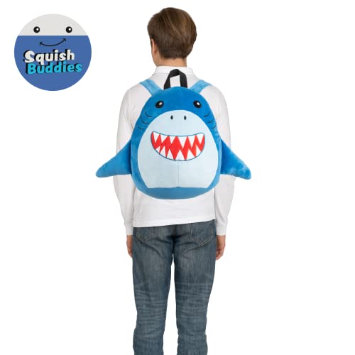 RALME Squish Buddies Soft Plush Blue Shark Backpack for Boys, 16 inch