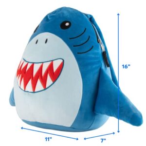 RALME Squish Buddies Soft Plush Blue Shark Backpack for Boys, 16 inch