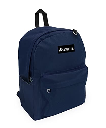 Everest Classic Laptop Backpack W/Side Pocket, Navy, One Size