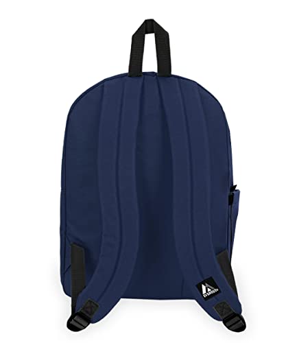 Everest Classic Laptop Backpack W/Side Pocket, Navy, One Size