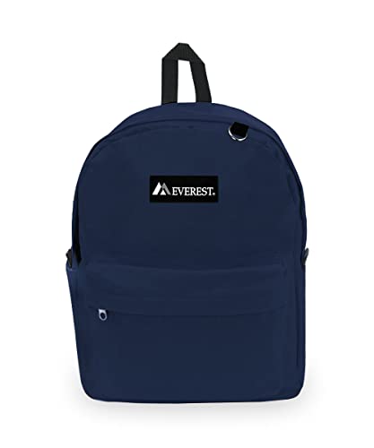 Everest Classic Laptop Backpack W/Side Pocket, Navy, One Size