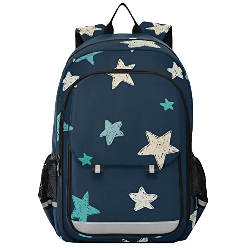 ALAZA Doodle Stars Blue Gray White Casual Daypacks Bookbag Bag