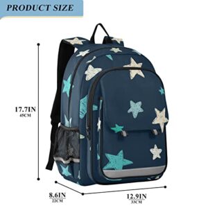 ALAZA Doodle Stars Blue Gray White Casual Daypacks Bookbag Bag