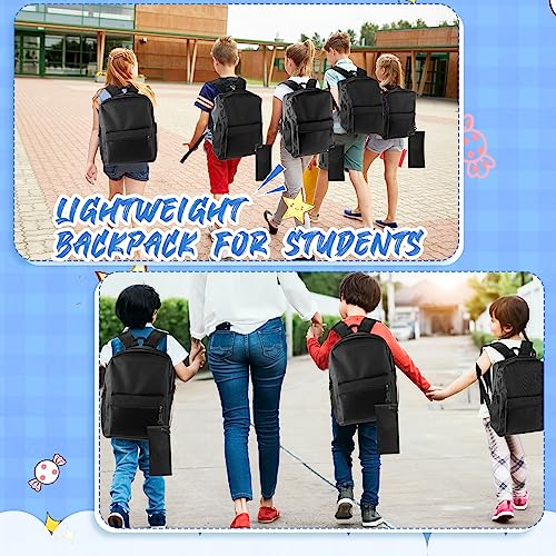 Silkfly 12 Pcs School Backpacks for Kids with 12 Zipper Pencil Pouch Lightweight Bookbags Bulk Classic Pencil Case for Student School Supplies (Black)