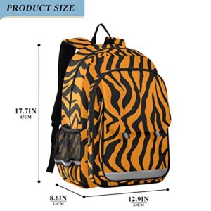 ALAZA Tiger Orange Stripe Repeated Seamless Black Jungle Safari Casual Backpack Travel Daypack Bookbag