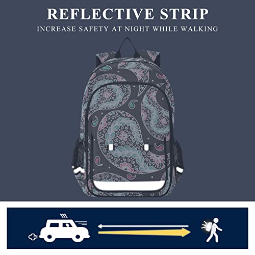 ALAZA Paisley Traditional Reflective Backpack Outdoor Sport Safety Bag